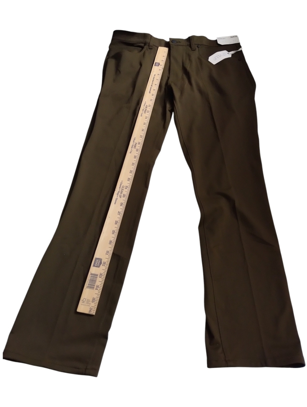 Stylus Men's 5 Pocket Pant Military Olive Dress Slim Fit Flat Front 36/32 - Picture 2 of 5